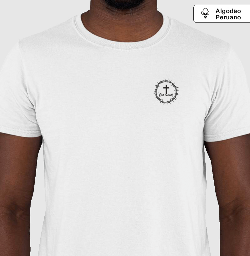 Camiseta Algodão Peruano Ele Vive - Imagem 2