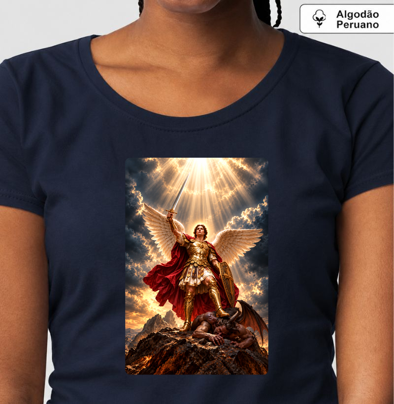 Camisa Católica São Miguel Arcanjo Vitorioso - Camiseta Algodão Peruano