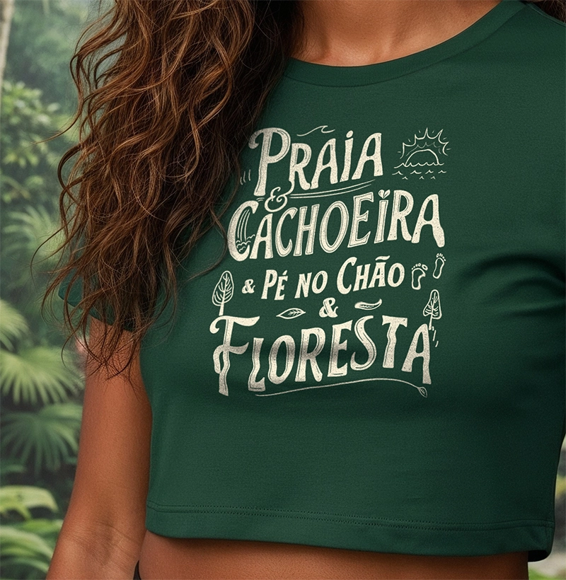 Praia & cachoeira & pé no chão & floresta 