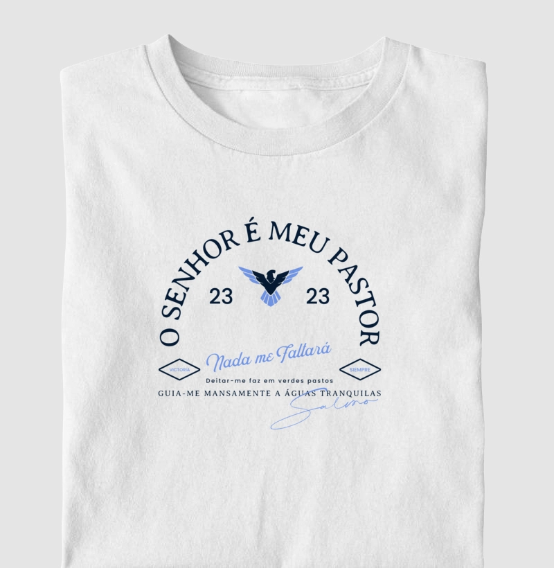 Camiseta Cristã Masculina Salmo 23 - o Senhor é meu Pastor | Milagree