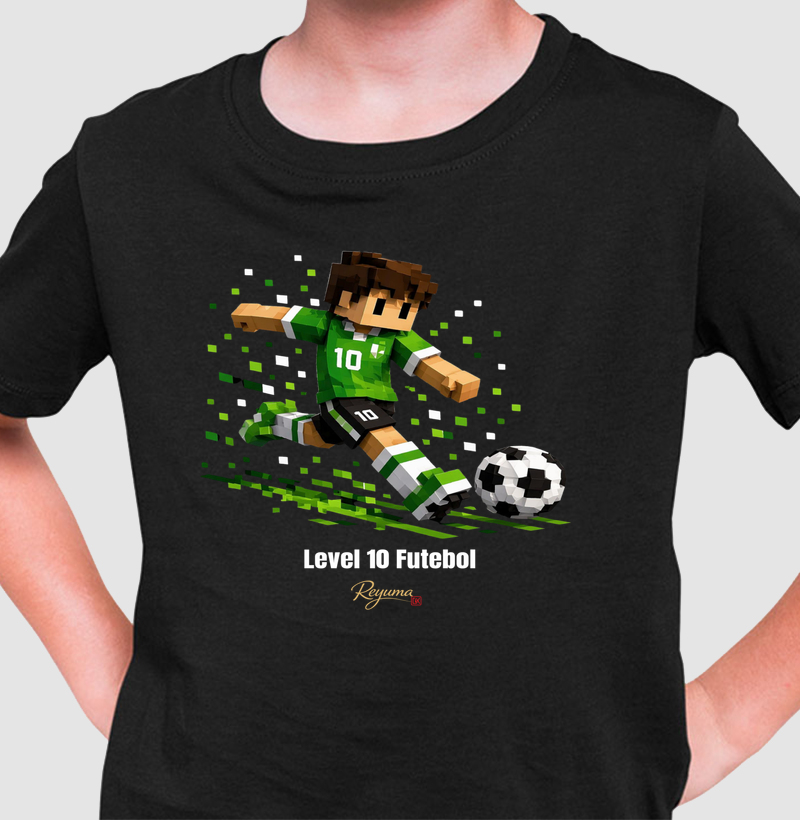 Camiseta Infantil, Menino, Menina, Juvenil Futebol"Level 10 Tetris" - Algodão 100% 