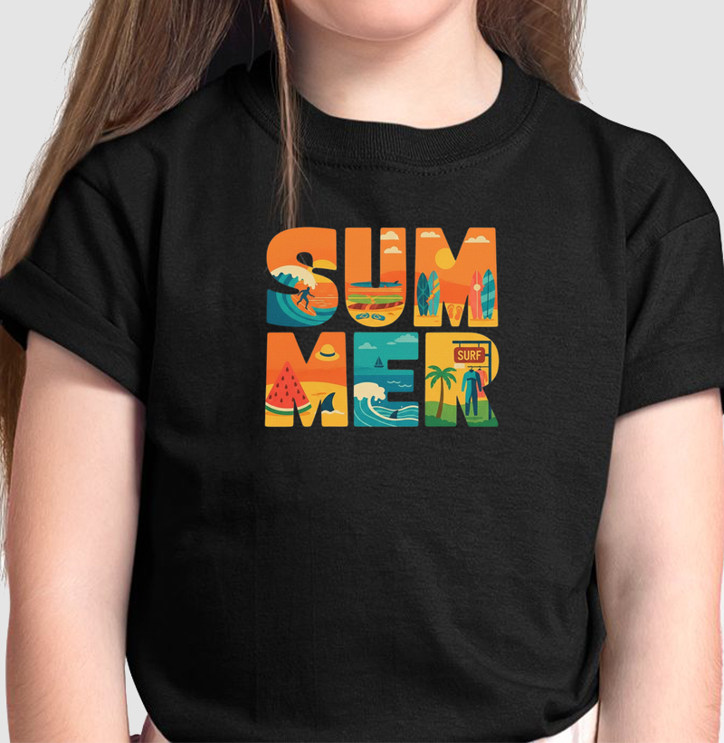 Camiseta Infantil | Estampa Summer com Desenhos Surf