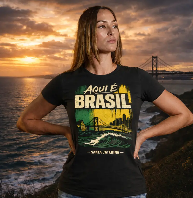 Camiseta Filhos da Patria Aqui e Brasil Santa Catarina