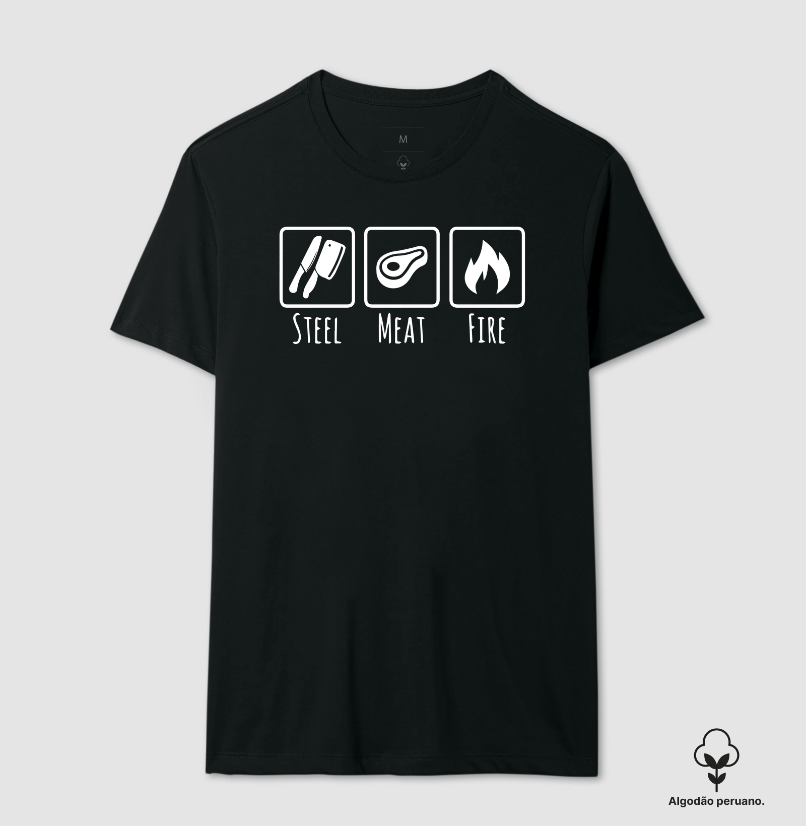Steel Meat Fire - Camiseta Algodão Peruano