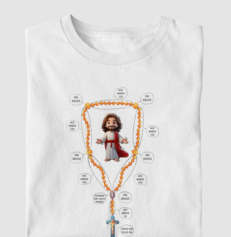 Camiseta Infantil Terço Explicado
