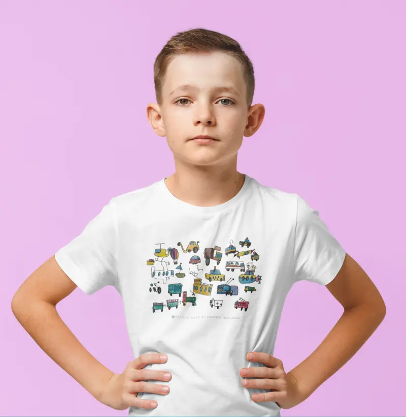 Camiseta Infantil Branca Transportes by Eduardo Tomazelli