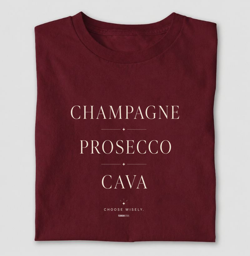 Camiseta Vinho - Champagne, Prosecco, Cava - Choose Wisely