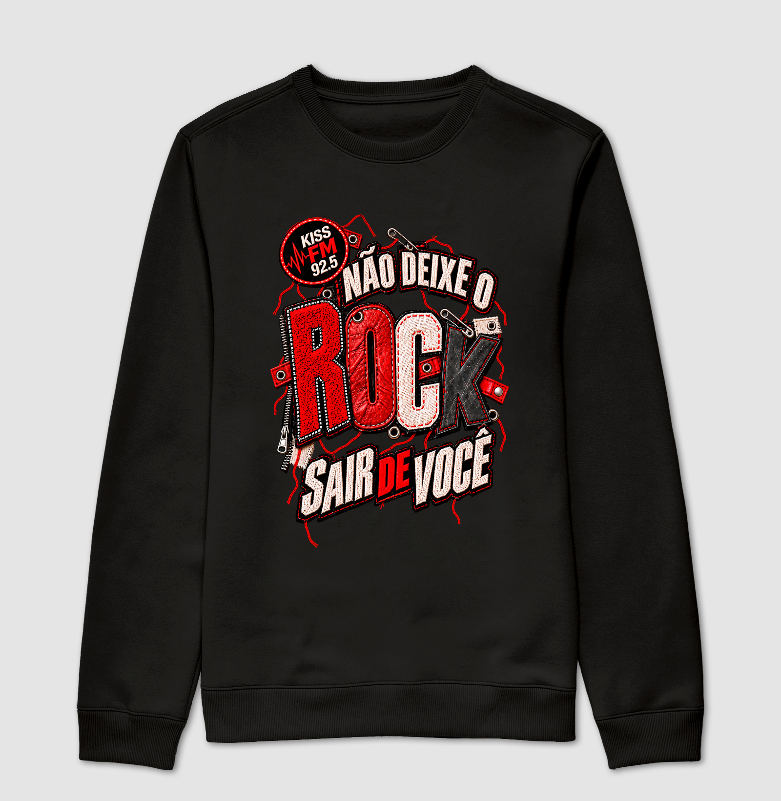 Patch Não Deixe o Rock Sair de Você - Suéter Moletom