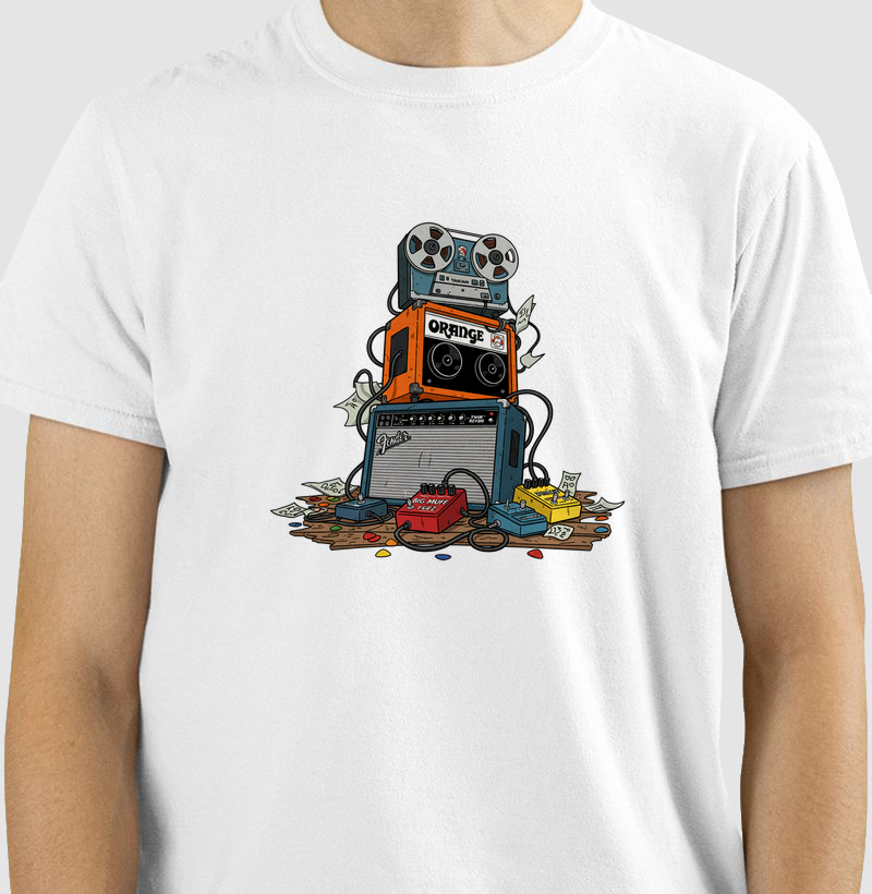 camiseta-rock-amplificador-guitarra-pedais-vintage