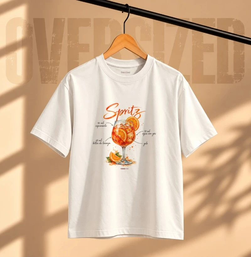 Camiseta Oversized Spritz – Drink com Espumante e Bitter de Laranja - Camiseta Oversized