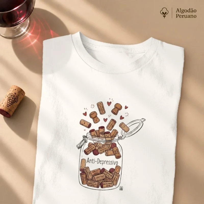 Camiseta Vinho - Pote Anti-Depressivo - Camiseta Algodão Peruano