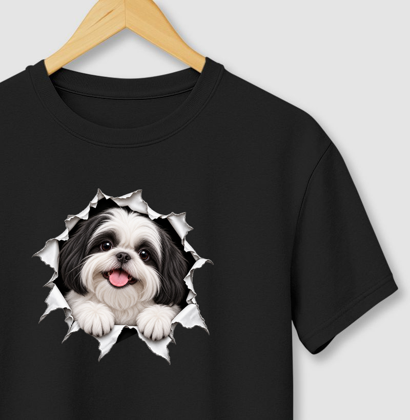 Shih Tzu Saindo da Camisa - Camiseta