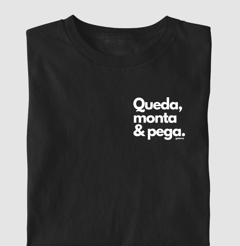 Camiseta Jiu-Jitsu “Queda, Monta & Pega” – Movimento e Estratégia