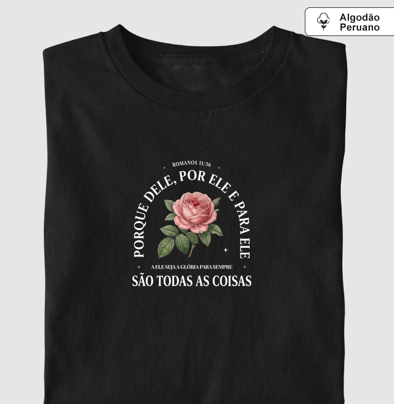 Camiseta Algodão Peruano Porque Dele por Ele são Todas as Coisas