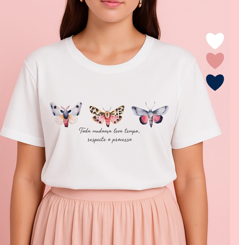 Camiseta Feminina Ilustrada Trio Borboletas