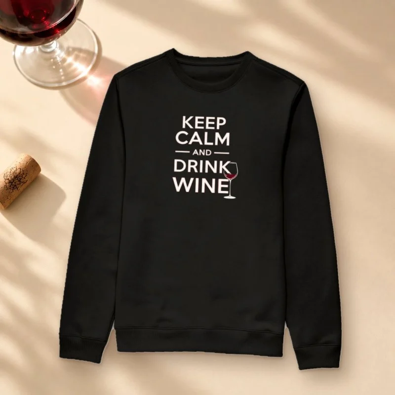 Camiseta Keep Calm and Drink Wine - Suéter Moletom