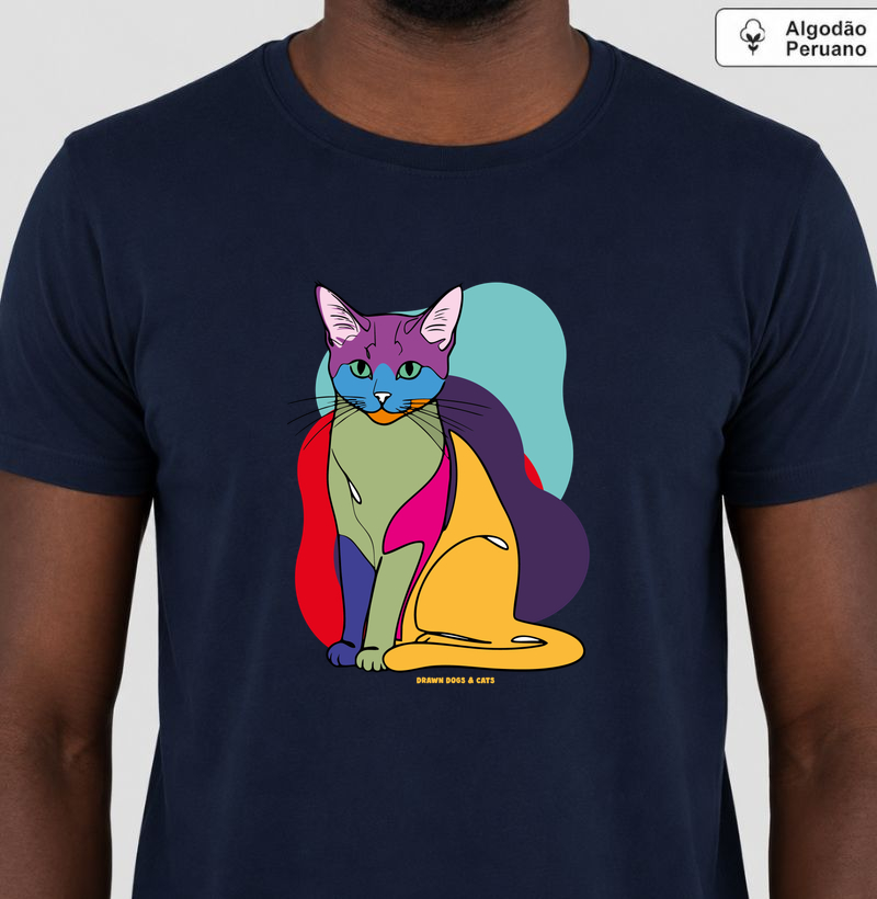 Gato e fundo coloridos