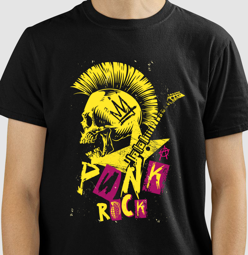CAMISETA COM ESTAMPA PUNK ROCK