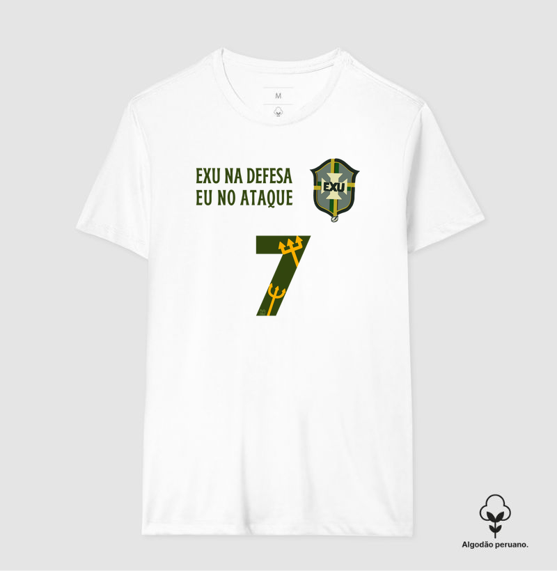 Algodão Peruano Exu na Defesa Brasão 7 Branca Maria Patuá 