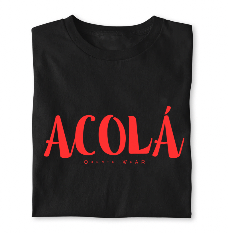Camiseta "ACOLÁ" (branca/vermelho) | Oxentewear