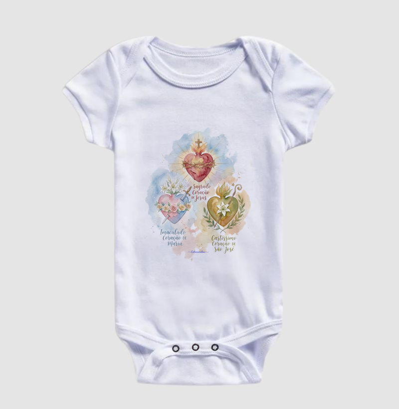 Sagrados Corações – Jesus, Maria e José em Aquarela
