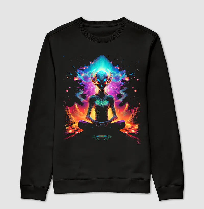 Suéter Moletom Meditação Alien