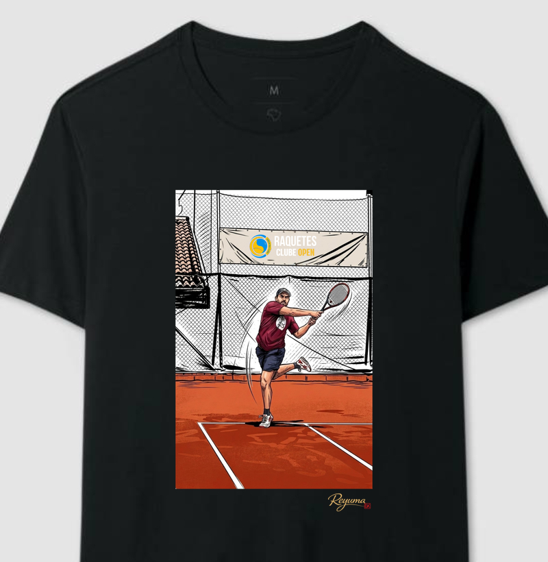 Camiseta Masculino Tênis “Two Hands Backhand” - Algodão 100% “Feito por você” 