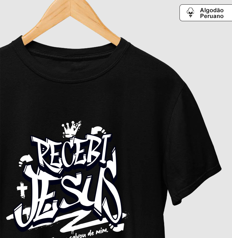 Camiseta Algodão Peruano Estampa - Recebi Jesus