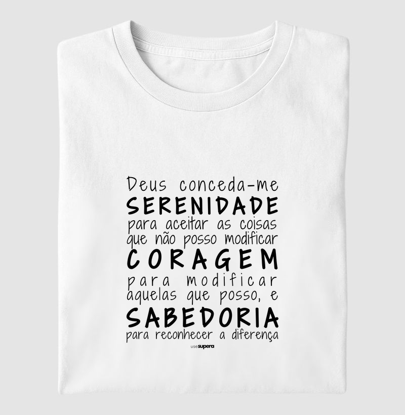 Camiseta "oração da serenidade" preto e branco