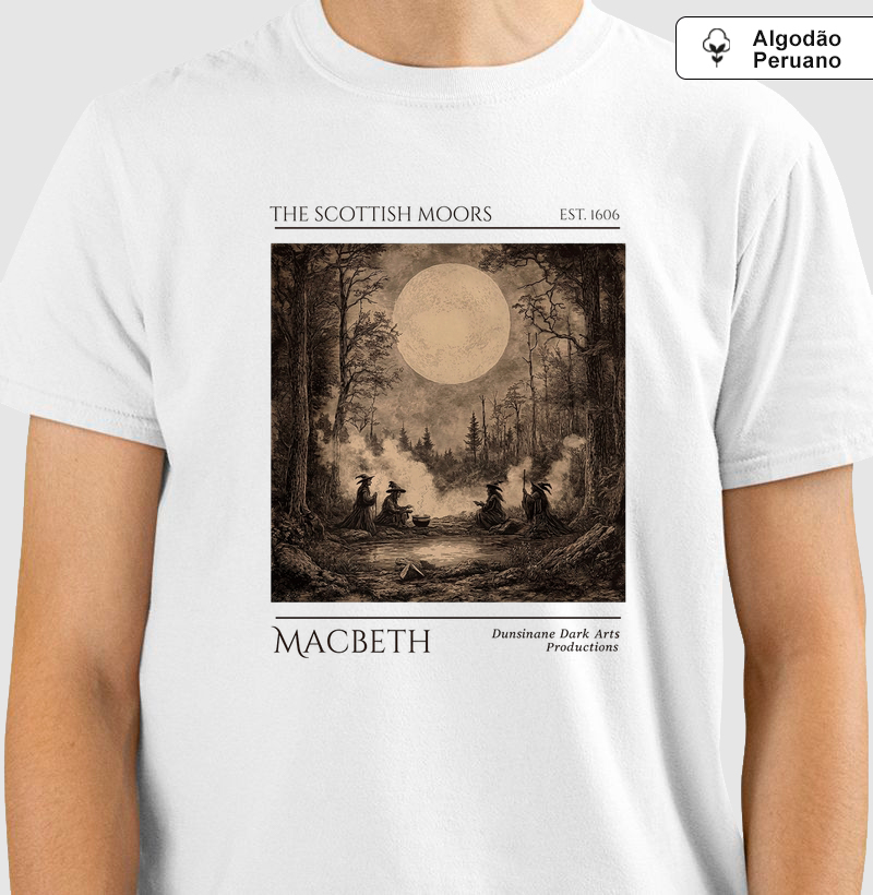 Camiseta Macbeth William Shakespeare Bruxas Algodão Peruano 