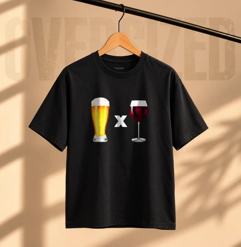 Camiseta Cerveja x Vinho - Camiseta Oversized