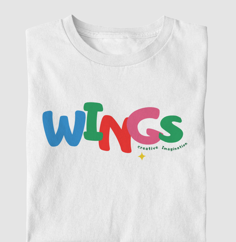Camiseta Infantil Algodão com Estampa WINGS Colorida – BeJoe