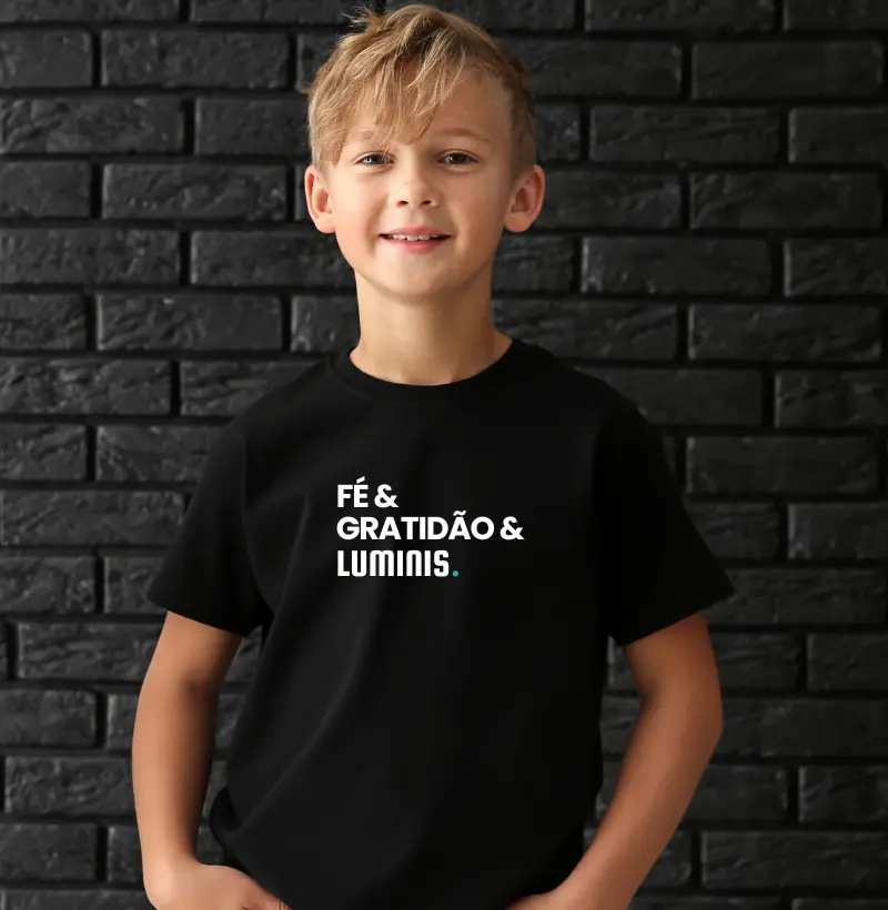 Camiseta Fé, Gratidão e Luminis (Infantil)