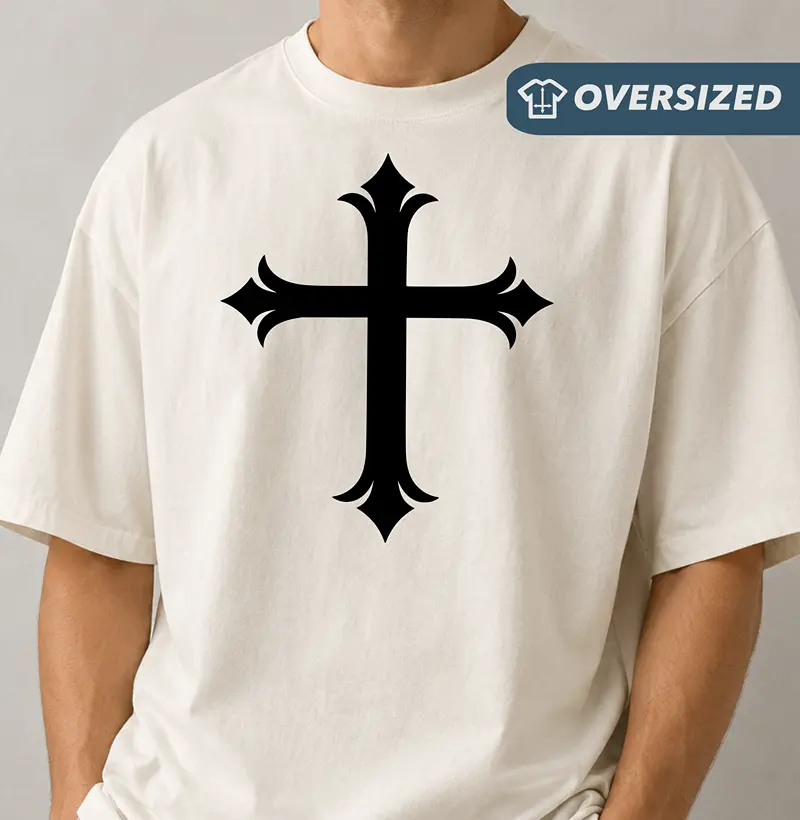 Camiseta Oversized Cruz Sagrada - Camiseta Oversized