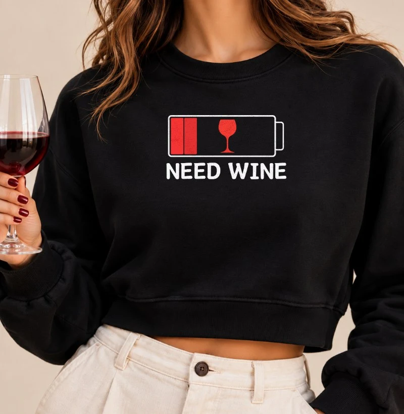 Moletom Cropped Need Wine - Cropped Moletom
