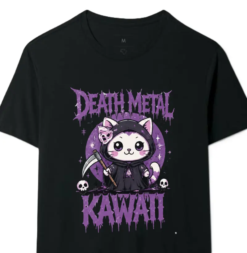 Camiseta Death Metal Cat Kawaii