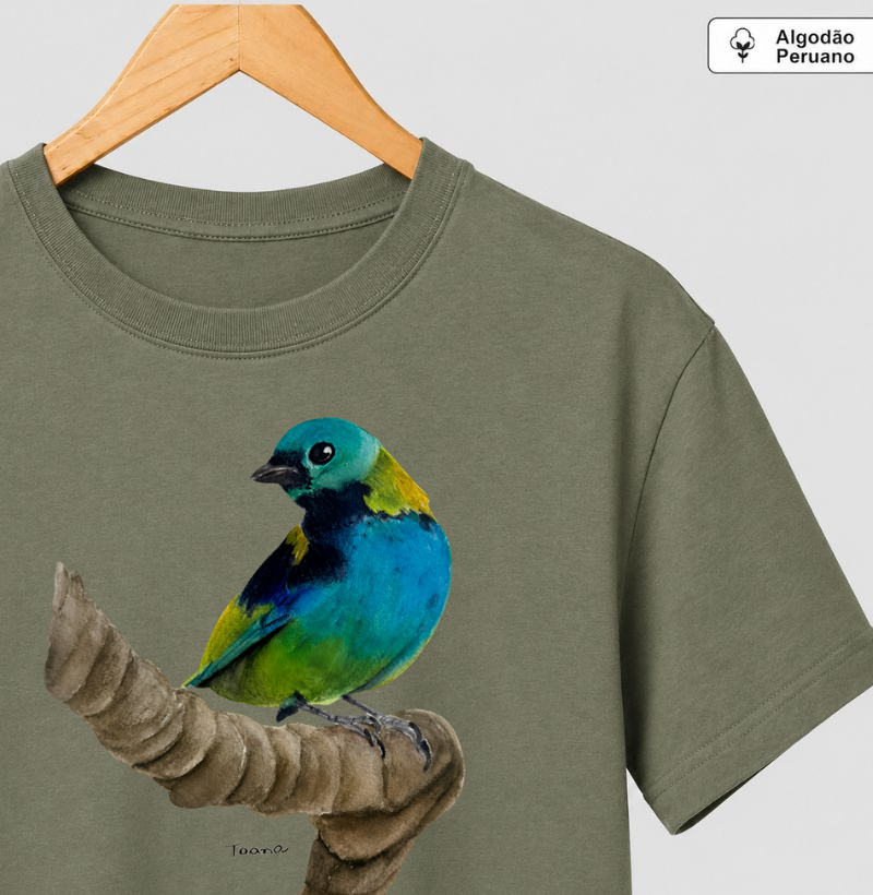 Camiseta Saíra-Sete-Cores – Aves do Brasil - Algodão Peruano