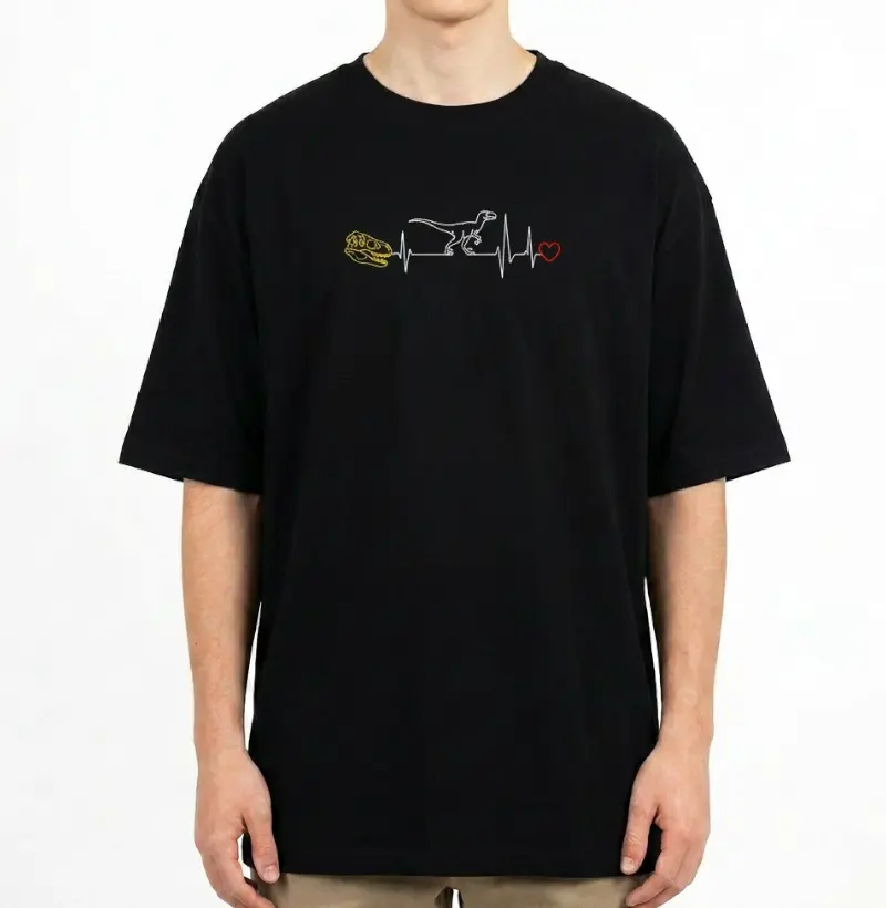 Camiseta Dinossauro Oversized Dinodíaco Escura Algodão Premium Dinoloco