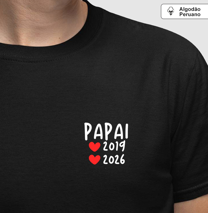 Papai 2019 e 2026 - corações vermelhos - minimalista (algodão peruano)