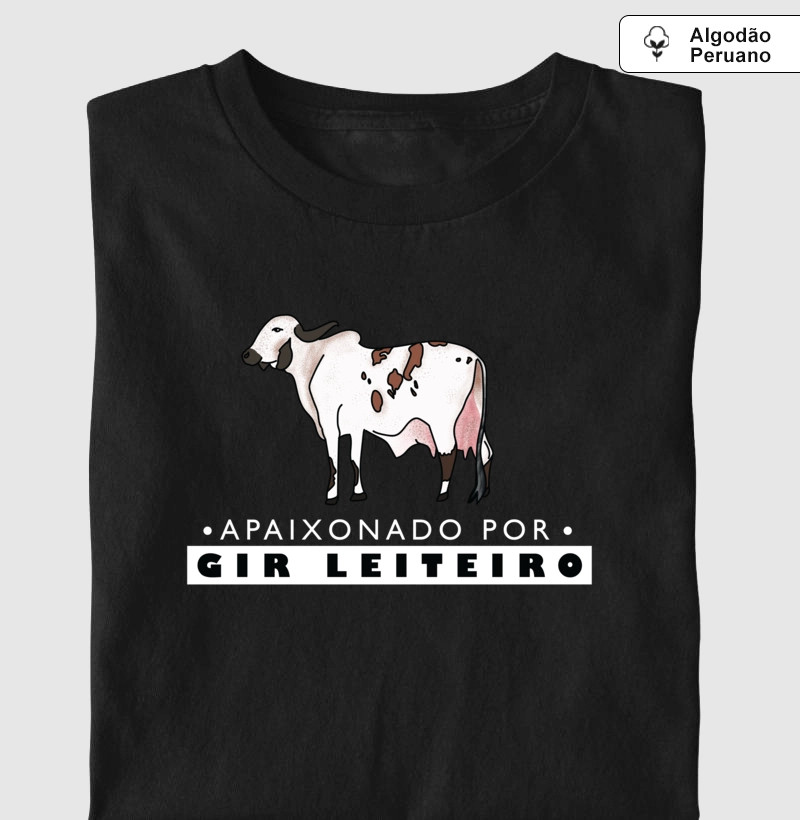 Apaixonado por Gir leiteiro - Camiseta Algodão Peruano