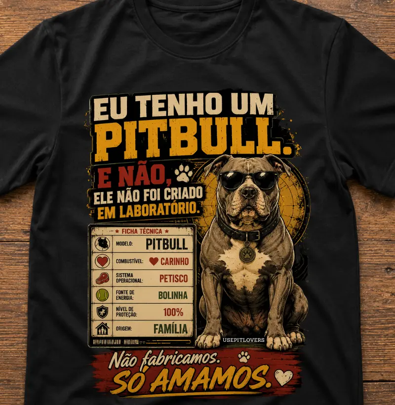 EU TENHO UM PITBULL. E NÃO ELE NÃO FOI CRIADO EM LABORÁTÓRIO. NÃO FABRICAMOS SÓ AMAMOS.