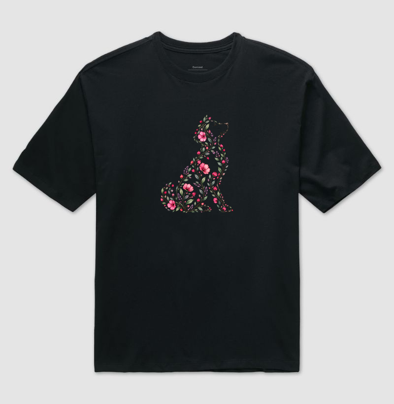 Cachorro em Flores - Camiseta Oversized