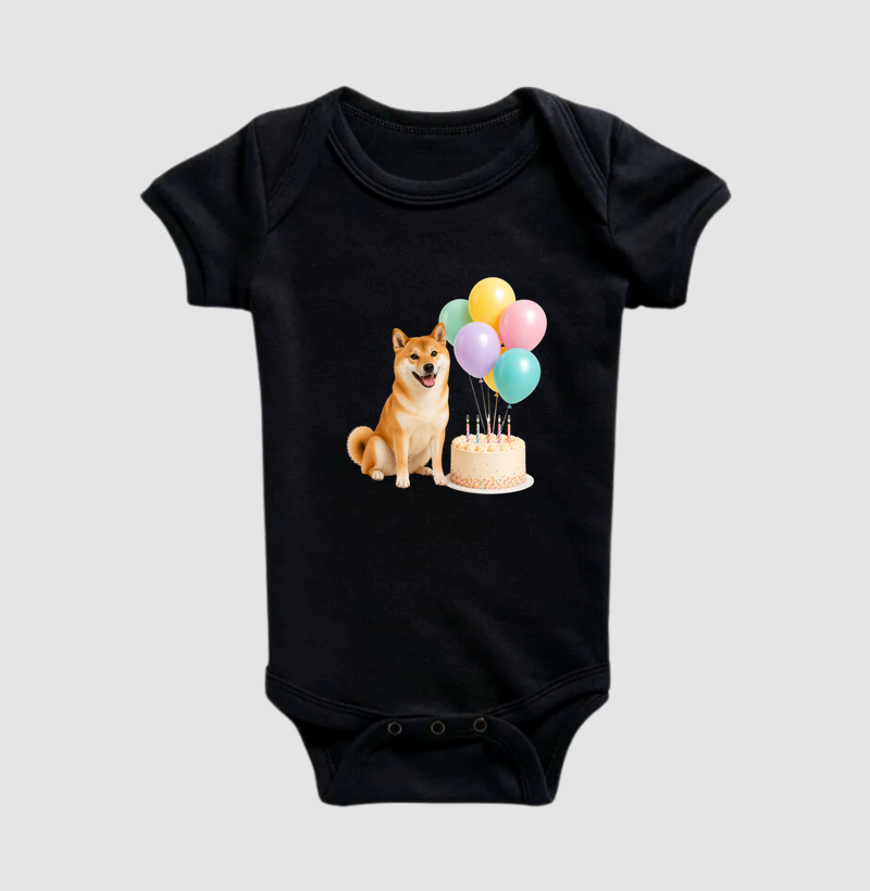 Shiba Inu - Aniversário - Body Infantil
