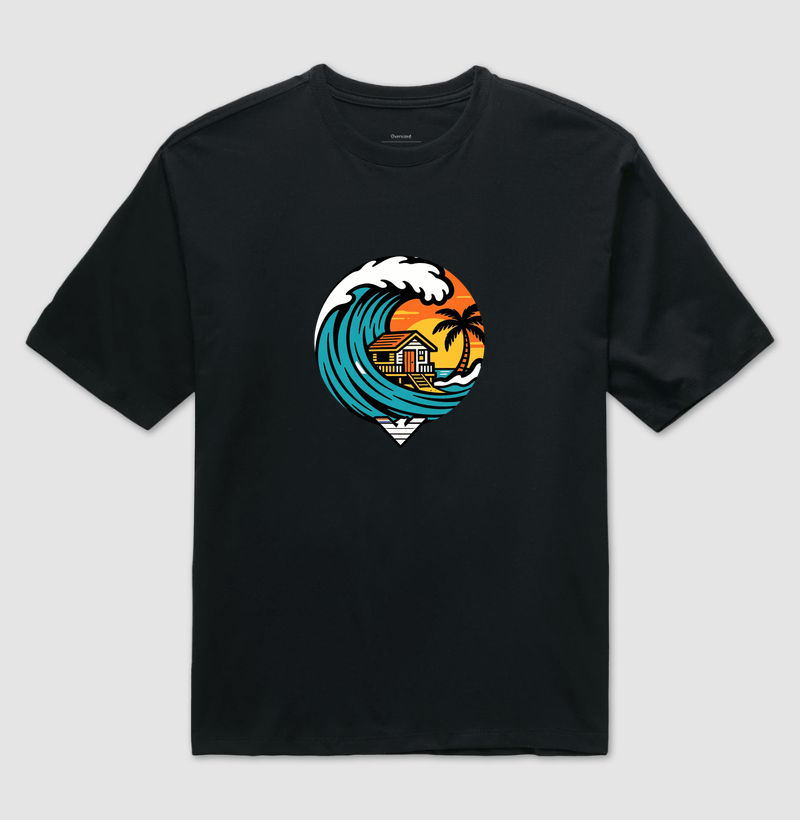 Paraíso no mar - estampa exclusiva.  Sente a brisa, ouça o som das ondas e leve a vibe do paraíso pra onde você for! Mais que uma camiseta - é levar o paraíso com você todo dia.