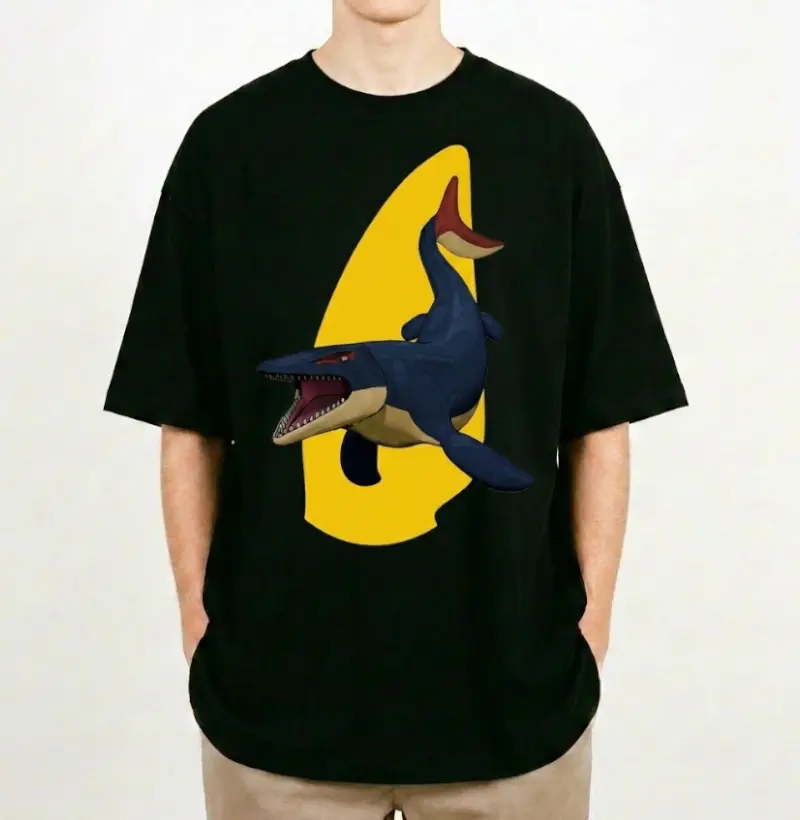 Camiseta Dinossauro Oversized Mosassauro Algodão Premium Dinoloco