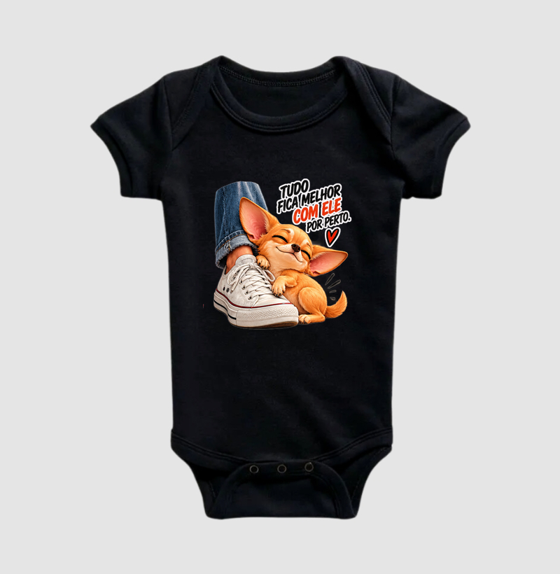 Tudo fica melhor com ele ao lado.  - Body Infantil