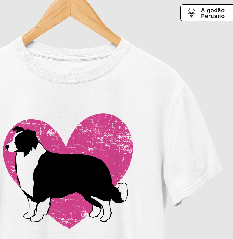 Border Collie Coração Rosa