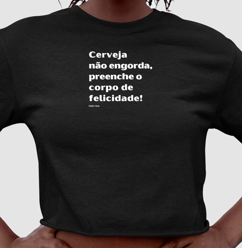 Camiseta Cropped Felicidade