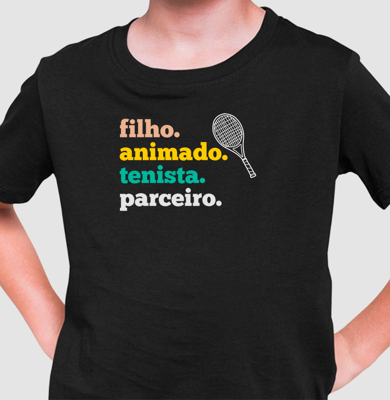 Filho, animado, tenista, parceiro