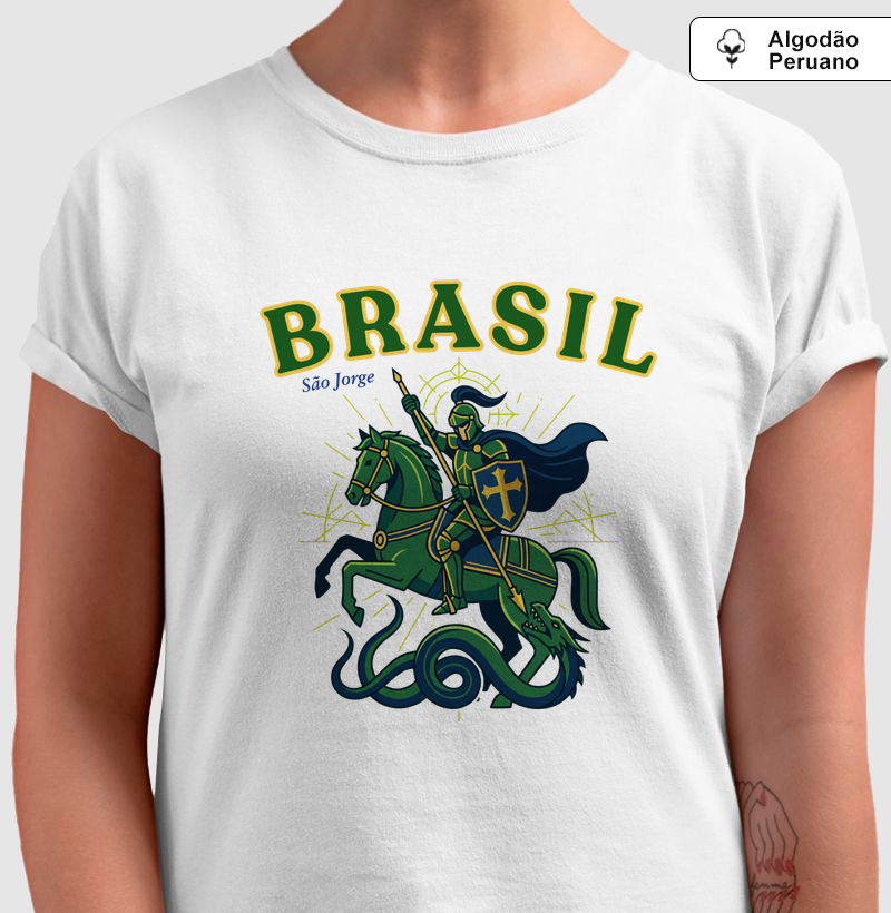 Camiseta Algodão Peruano Brasil São Jorge